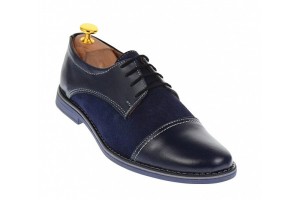 Pantofi barbati casual din piele naturala bleumarin 858BLM